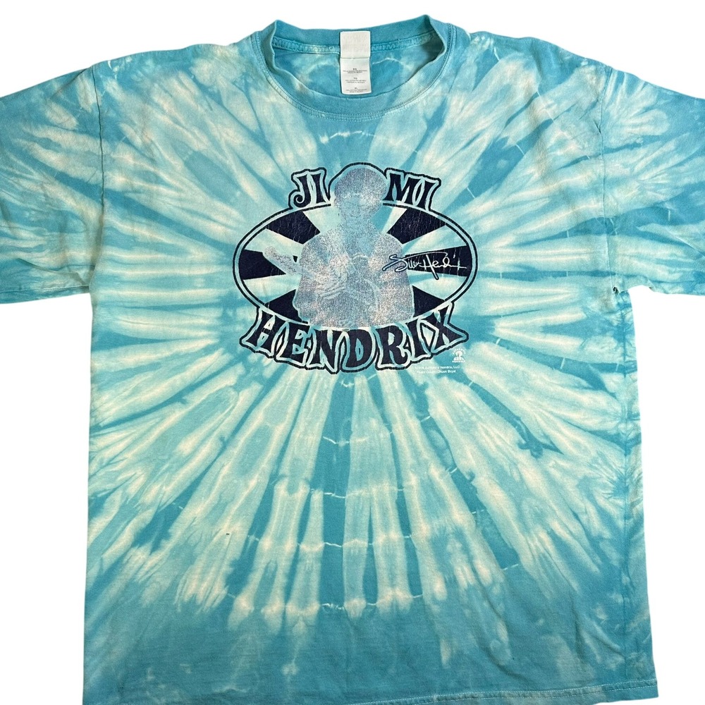 Jimi Hendrix Tie Dye Graphic T-Shirt Mens XL Blue White 2005 - READ DESCRIPTION